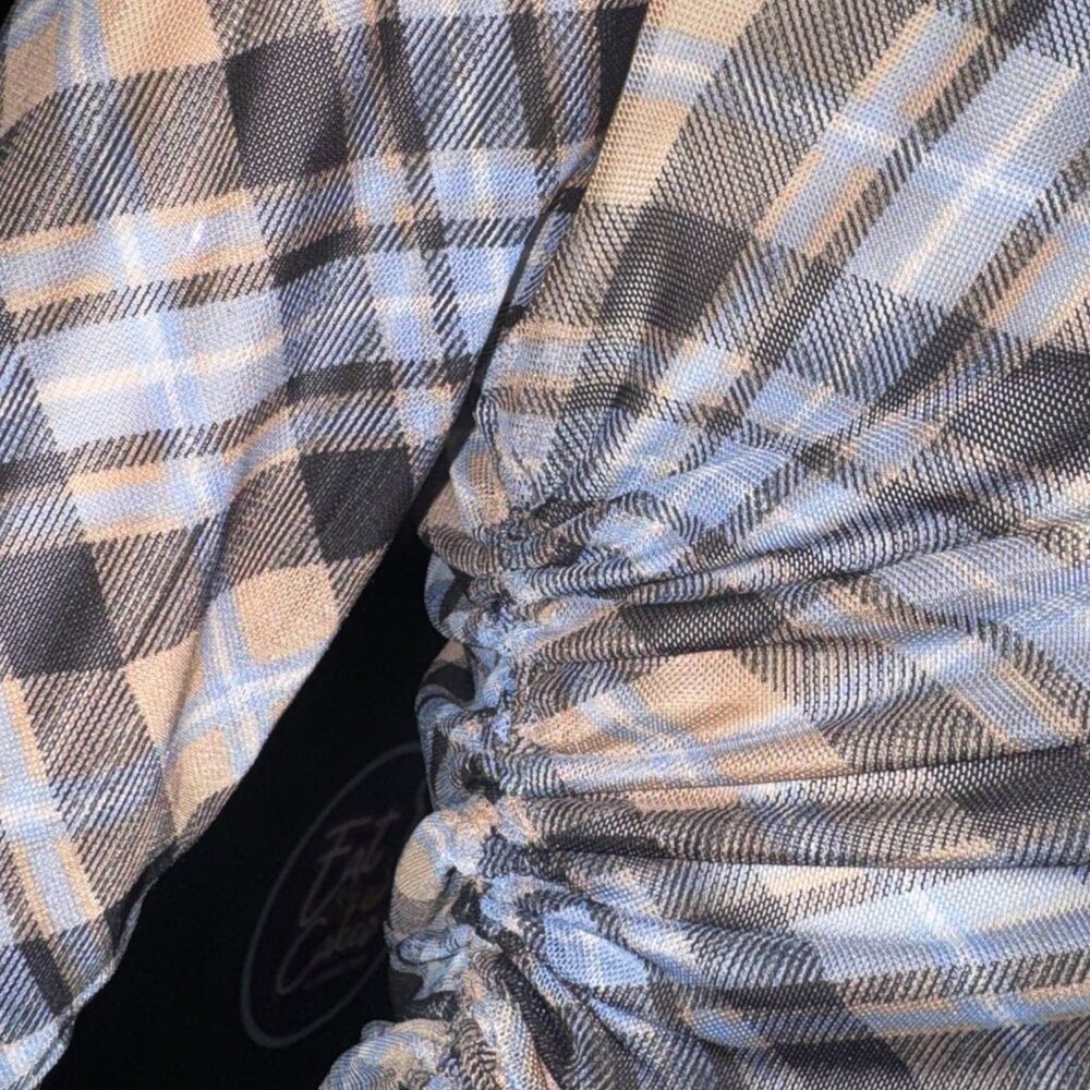 Straight From The Closet Plaid Mesh Top from La La Land - Picture 3 of 8